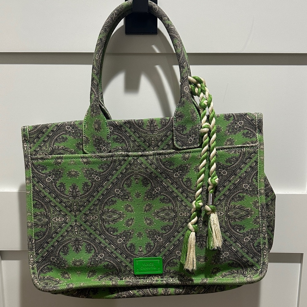 Vince Camuto Green and Black Patterned Tote